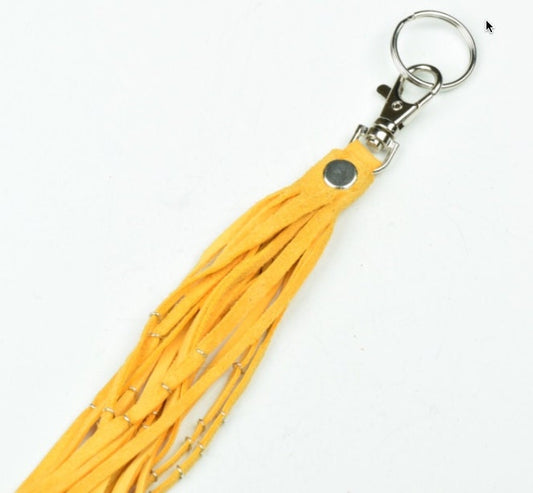 Yellow Leather Purse Keychain tassel, 8 inches length, each