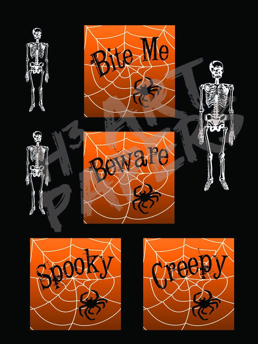 Halloween Digital Patterns, Spooky Spirits, Graphic Images for Jewelry Making and Scrapbooking