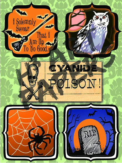 Halloween Digital Patterns, Spooky Spirits, Graphic Images for Jewelry Making and Scrapbooking