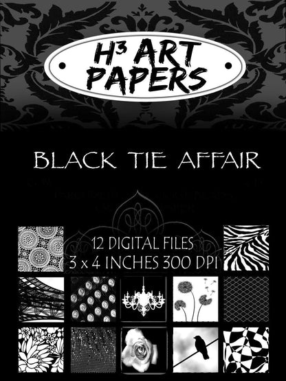 Black Tie Affair Collection Digital Image Download for Jewelry Making and Scrapbooking