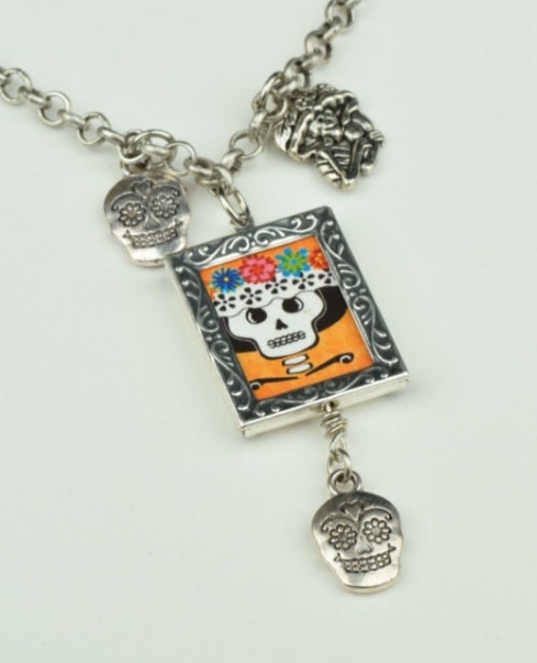Day of the Dead Necklace on 18" chain, each