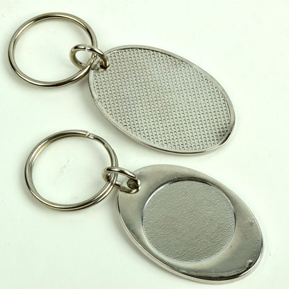 48mm Bezel Keychain Finding, add  your own art work for Personalized Keychains, silver, 6 each