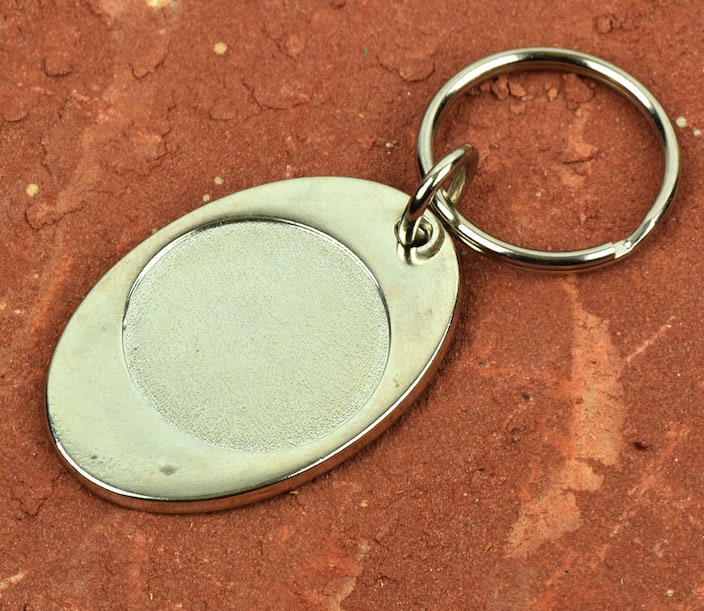 48mm Bezel Keychain Finding, add  your own art work for Personalized Keychains, silver, 6 each