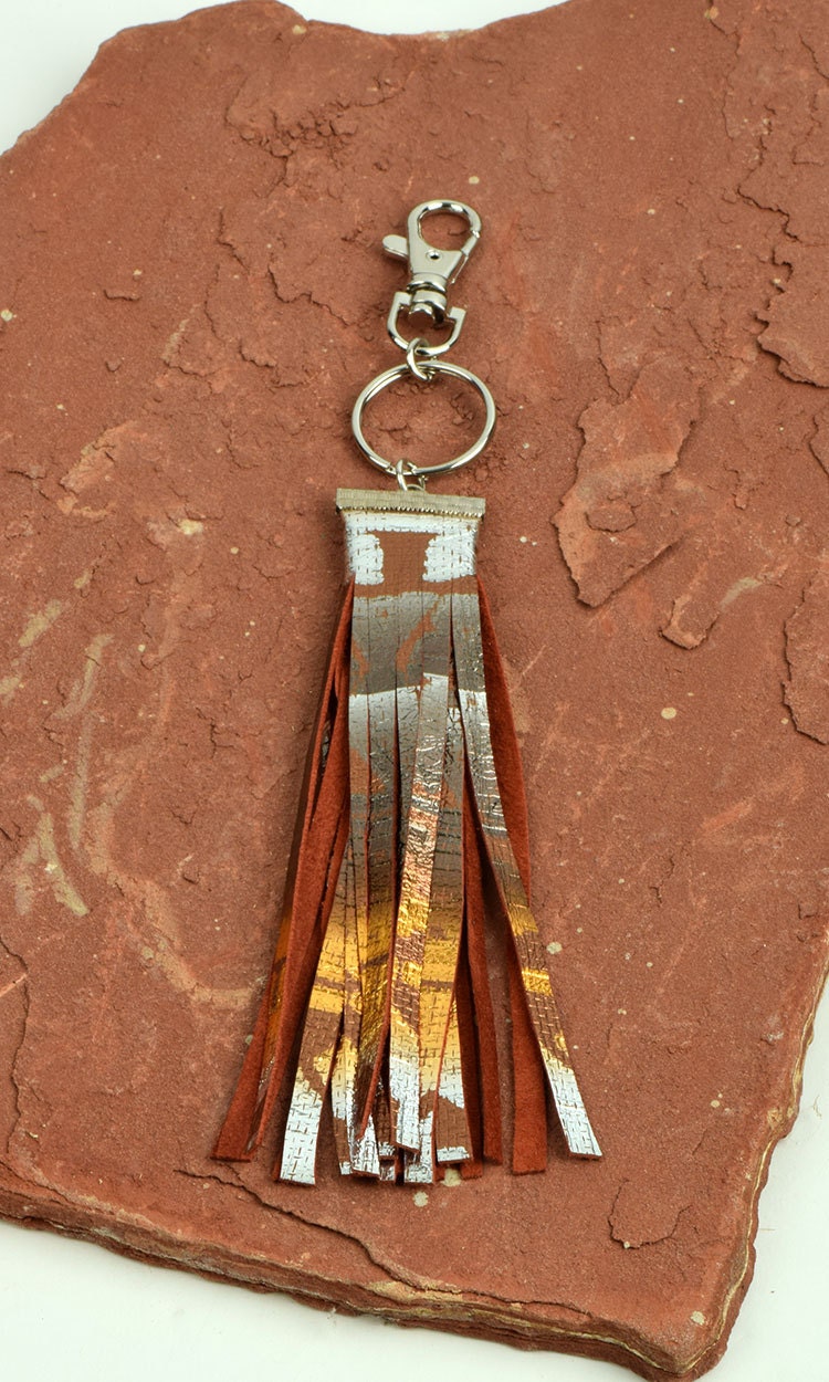 Purse Tassels Indian Focal Bead, 5" leather Tassel, each