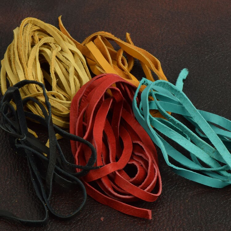 Sueded Leather Lace Cord, 18 INCHES, per strand , Choose Turquoise, Red, Chamois Yellow, Black or Saddle Brown, Pack of 6