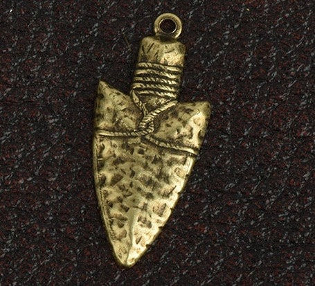 Arrowhead charm pendant, Vintage gold, made in USA sold, Pack of 6