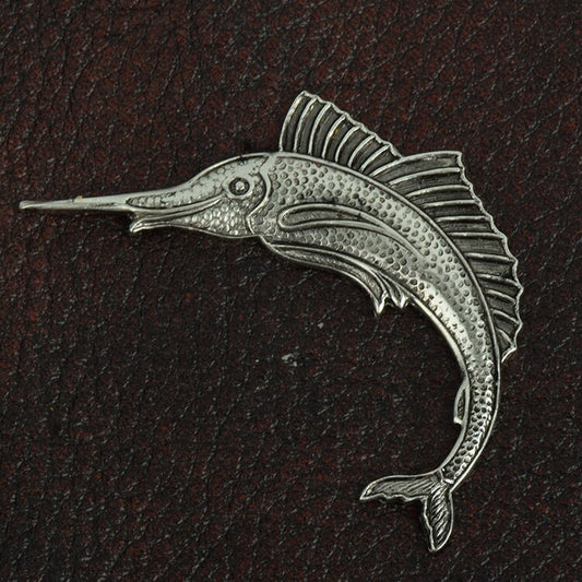 Sword Fish Metal Stamping, solid Brass and plated silver antique, 56mm long, pack of 2