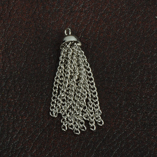 Chain Tassel, Vintage Silver Plate, 44mm long, drop tassel, pack of 6