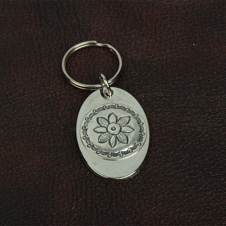 Concho  Medallion Keychain, Silver, each