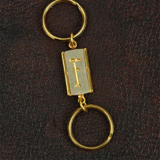 Initial Keychain, Monogram, Gold plated, 28mm x 15mm, Each