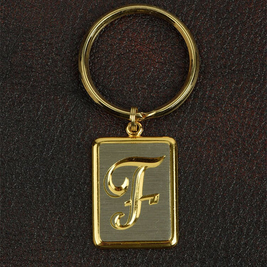 Keychain Initial Gold plated, sold by Initial  32mm x 26mm, 1 each