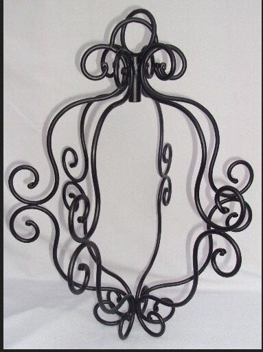 Black Wire Cage Pendant Chandelier Frame, light fixture, for painting, wiring or beading, 1 Each