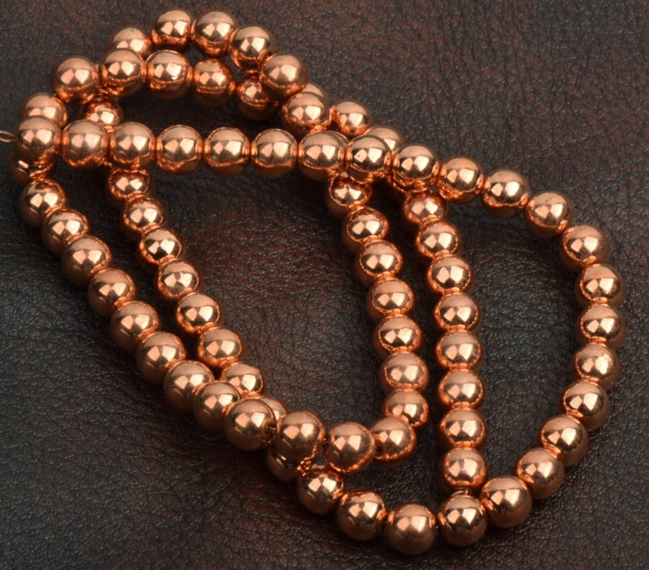 Copper Beads on a strand, graduated size, 24" strand