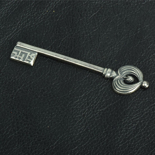 85mm Regal Skeleton Key Metal Charm Stamping, Classic Silver, Made in USA, pack of 3