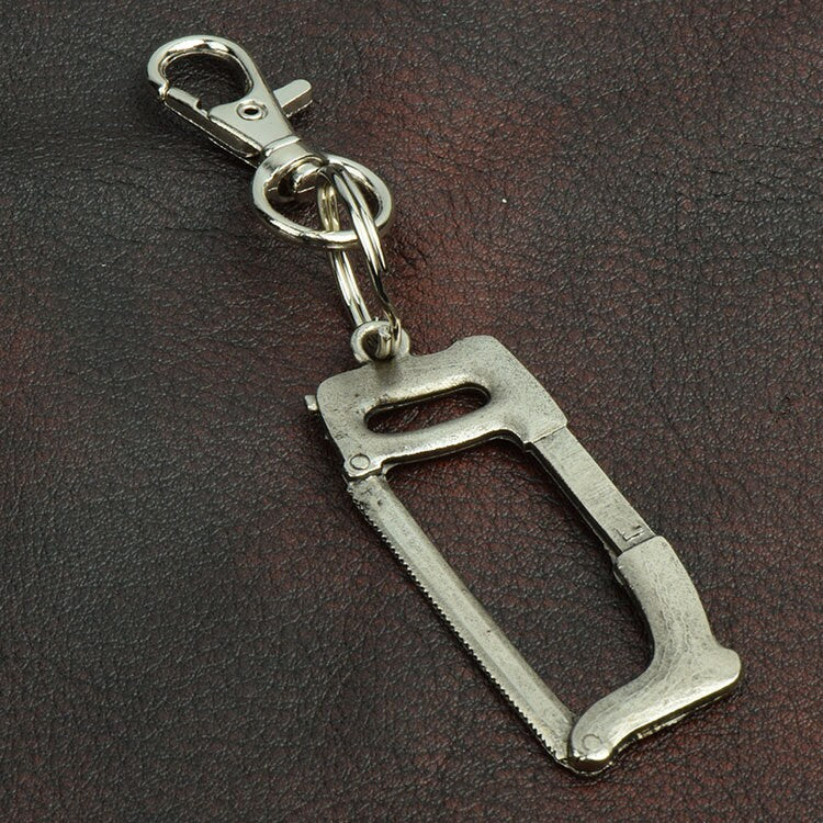 Hack Saw Keychain, zinc cast and silver plated, each