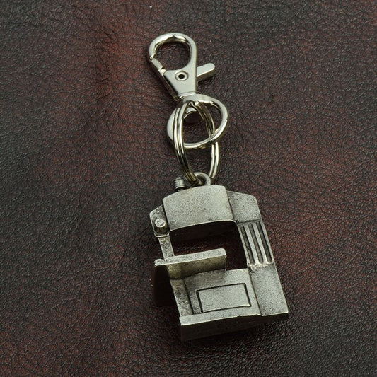 Band Saw Keychain, antique silver, zinc cast and plated, Each
