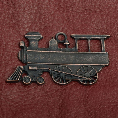 48mm Steam Engine Railroad Stamping, Antique Copper or Rustic brown finish, cast zinc, Made in USA, pack of 2