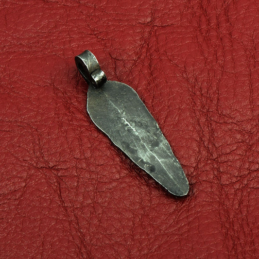 Viking Norse Celtic Black Spear Head Pendant, 56mm, hand forged steel, each