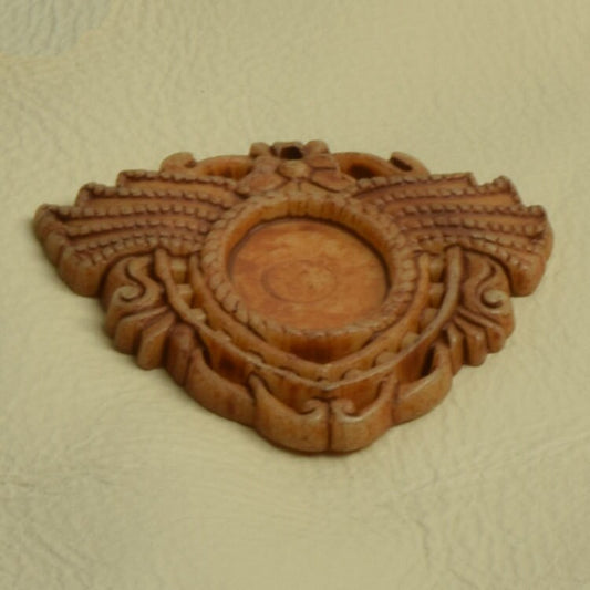 48mm Large Winged CREST Medallion Setting, Cinnamon Brown or Mint Green Patina, 18x13mm bezel setting, Pack of 2