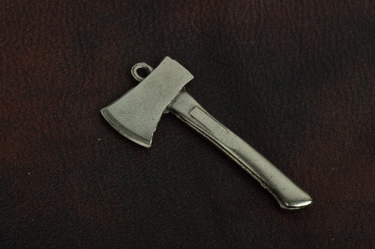 Viking Axe Charm, 2.91" long, silver zinc cast and plated, Each