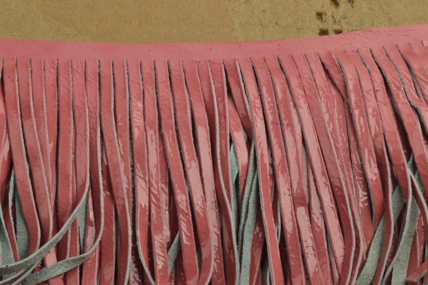Patent Leather Pink Fringe for embellishment of purses, jackets or other accessories, Sold by the foot (30 cm)     C1026_61