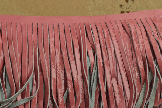 Patent Leather Pink Fringe for embellishment of purses, jackets or other accessories, Sold by the foot (30 cm)     C1026_61