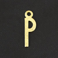 P Letter Charm, Vintage Brass Metal Stamping, Pack of 6