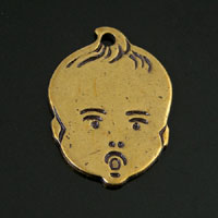 17x13mm Baby Face Charm, Vintage Brass, pk/6