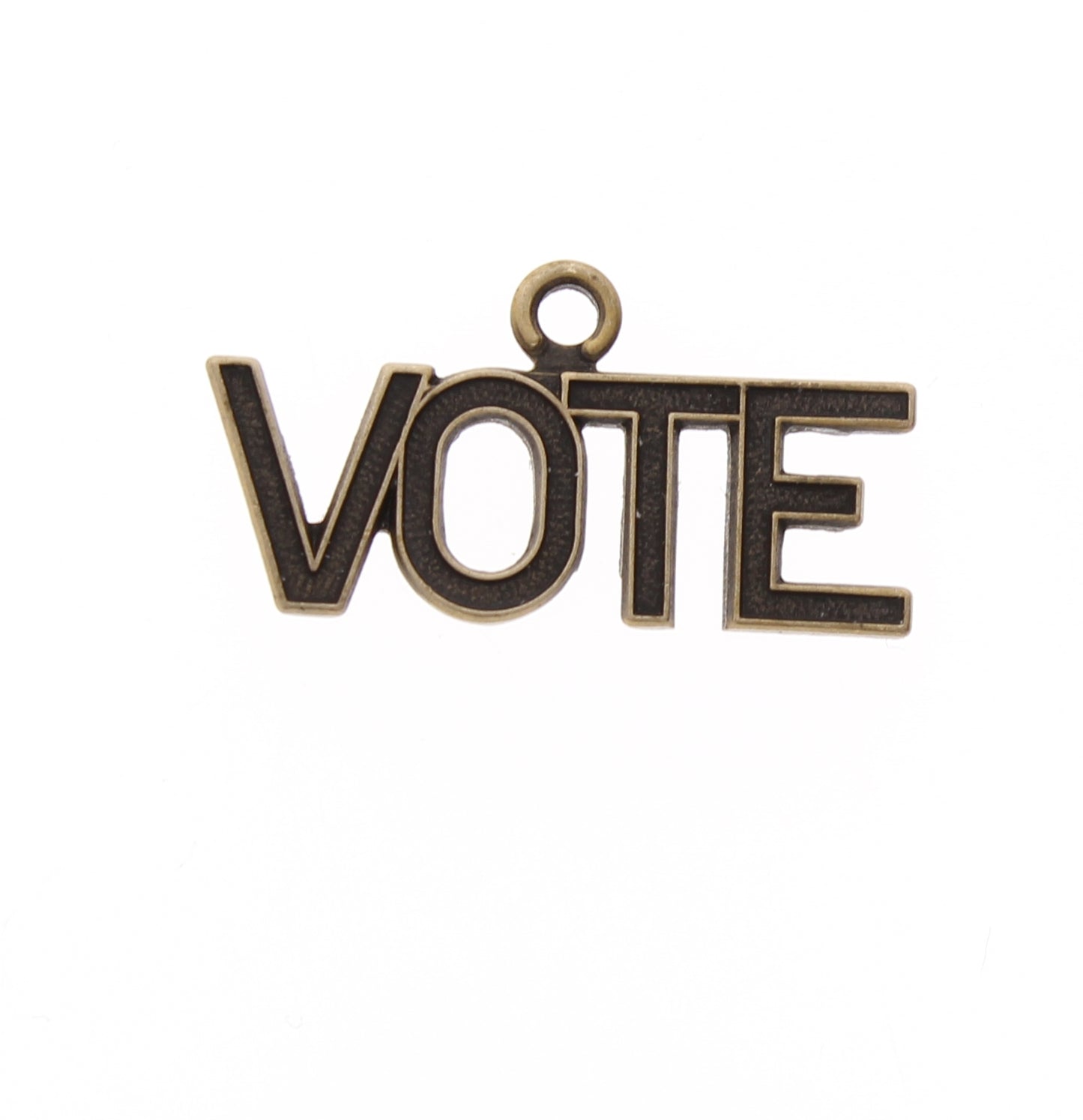 Vote Charm brass , made in USA with ring antique gold, 6 each