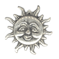 Classic Silver Smiling Sun Charm, 6 pack
