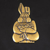 25x44mm Easter Bunny Rabbit w/Carrots, Antiqued Gold Metal Stamping, pk/6