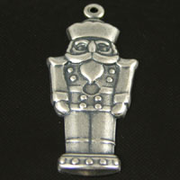 34x14mm Nutcracker Christmas Charm, Classic Silver, pk/6