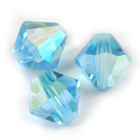 8mm Swarovski Crystal  Bicone Beads, Aqua AB, pk/12