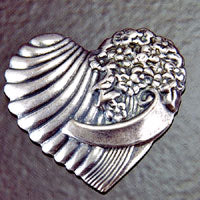 33x32mm Classic Silver Bouquet Heart, pk/6