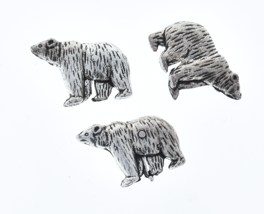 24x9x34mm Top Drilled Bear, Antiqued Classic Silver, Beads, 12in strand