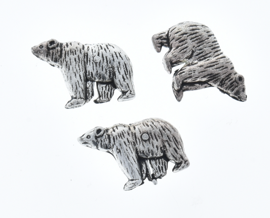 24x9x34mm Top Drilled Bear, Antiqued Classic Silver, Beads, 12in strand