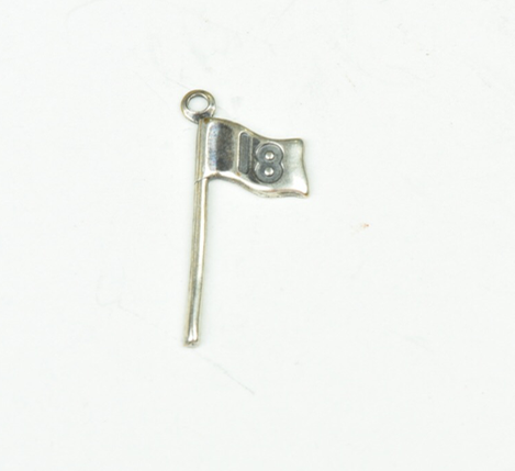 Golf Hole Flag Charm antique silver 18 hole sold 6 each