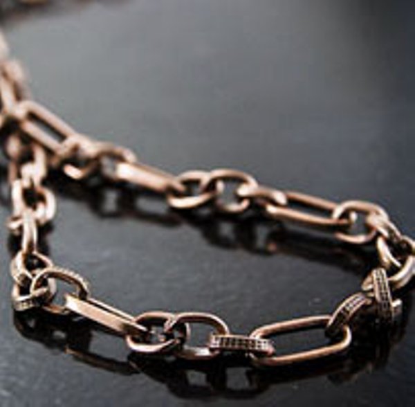 18" Long-n-short Chain Necklace, antique copper, each