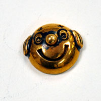 12mm(.46in) Antiqued Gold Smilin-Face Flat Back, ea