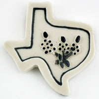 50x46mm Texas with Bluebonnets Cabochon, Cream Lucite pk/6