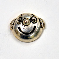 12mm(.46in) Antiqued Silver Smilin-Face Flat Back, ea