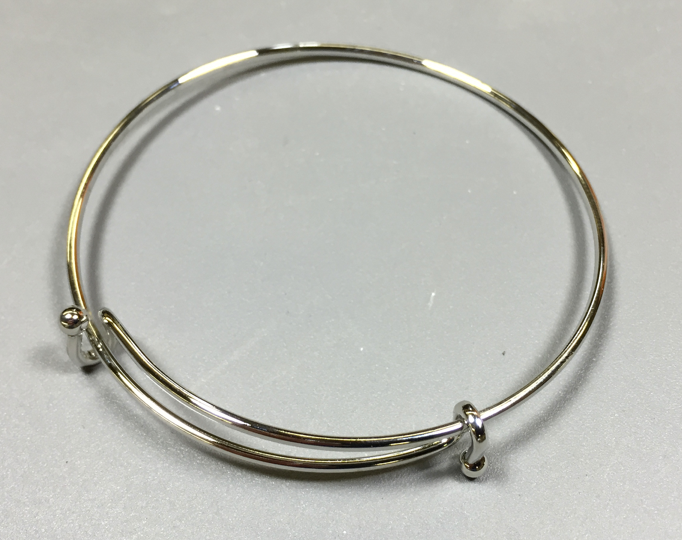 Wire Charm Bangle Bracelet, Silver Finish, No End caps clasp, each