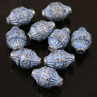 10x15mm Grecian Engraved, Blue Denim Silver Beads, about 21 beads per 12in strand