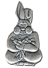 25x44mm Easter Bunny Rabbit w/Carrots, Classic Silver Metal Stamping, pk/6