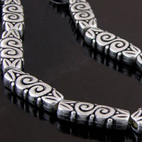 30x11x6mm Antiqued Classic Silver Ornate Bar Shaped Beads, 12in strand