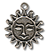 16mm Sun Face Charm, Antiqued Silver, pk/6