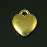 Puffed Heart Charm, Gold, pack of 6