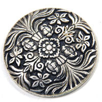 35mm Round Florentine Cabochons, Antique Silver, pack of 6