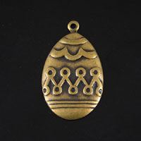 26x18mm Ornate Egg Charm, Vintage Brass, stamped metal, pk/6