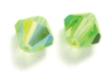 Swarovski Crystal 6mm Bicone Beads, Peridot AB, Sold by Dozen